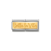 Nomination COMPOSABLE CLASSIC DOUBLE ENGRAVED aus Edelstahl,  mit 18Kt Gold verziert, (04_Bella la Vita)